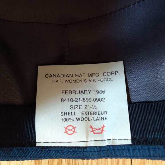 Vintage 80s Wool Air Force Hat: Women's Military Uniform, Size 21 1/2 - Picture 10 of 12